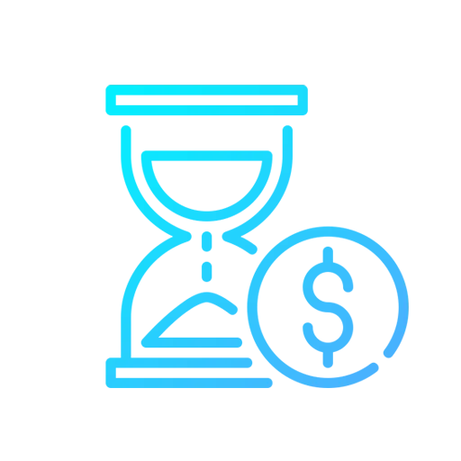 Illustration of a hourglass and dollar sign