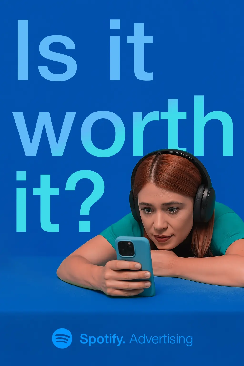 Apple Music Promotion Picture with a Woman singing and apple logos in the background